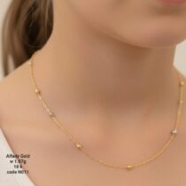 سلسلة ذهب عيار 18 دورين بتصميم كرات ناعمة