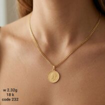 سلسلة ذهب عيار 18 بدلاية عملة معدنية كلاسيكية | كود 232