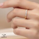 خاتم ذهب عيار 18 رقيق مرصع بالفصوص - تصميم عصري وأنيق (كود B118)