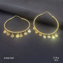 حلق مدور بناتي ذهب عيار 18