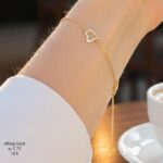 انسيال ذهب عيار 18 بتصميم قلب رقيق | سوار رومانسي خفيف الوزن