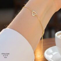 انسيال ذهب عيار 18 بتصميم قلب رقيق | سوار رومانسي خفيف الوزن