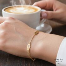 انسيال ذهب عيار 18 بتعليقات "خمسة وخميسة" مزدوجة | سوار حماية وناعم