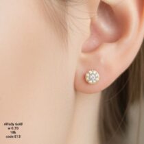 حلق ذهب عيار 18 دائري مرصع فصوص – Alfady Gold | بريق ناعم وأنيق