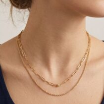 سلسلة ذهب عيار 18 بتصميم ناعم وأنيق